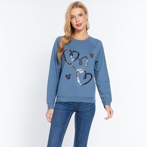 Sequins French Terry Pullover Top